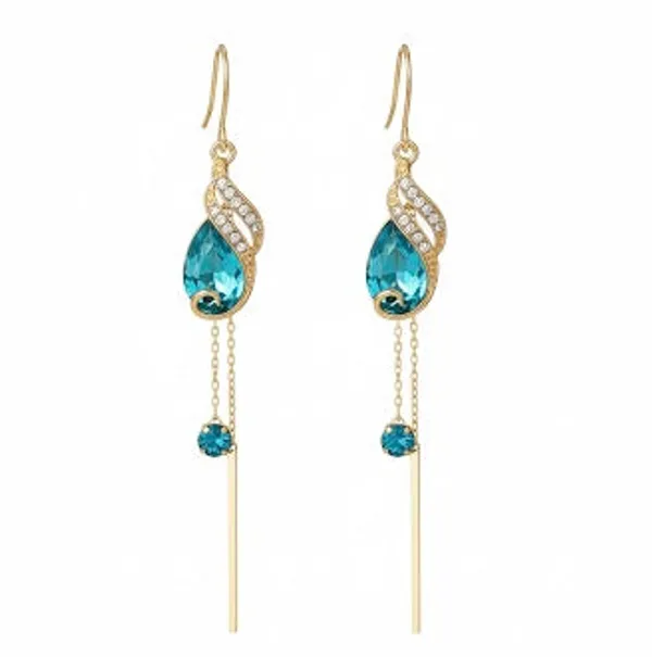 Blue_And_Gold_Sapphire_Peacock_Promenade_Dangle_Earrings_For_Women